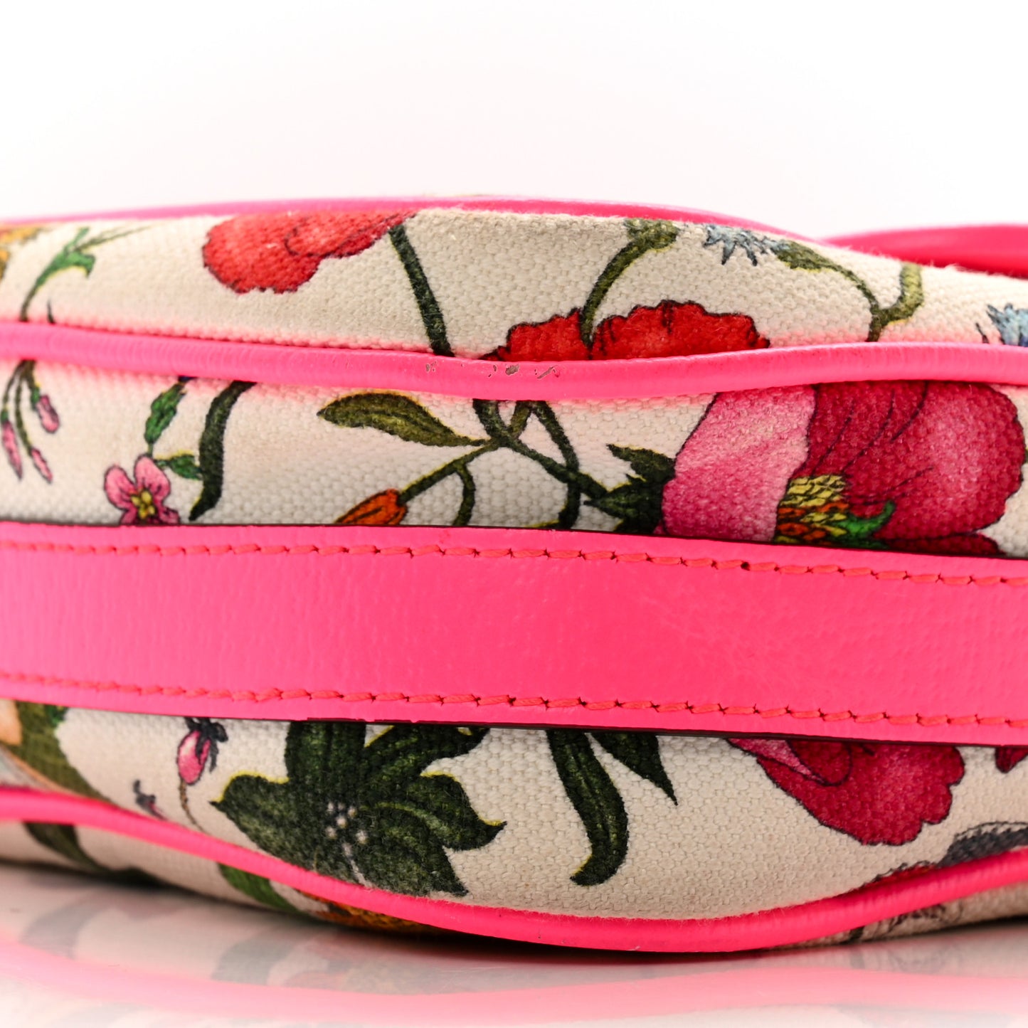 Canvas Flora Floral Shoulder Bag White Fuchsia Fluo