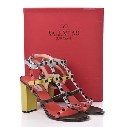 Valentino Garavani Calfskin Rockstud 90mm City Sandals 39 Coral Sky Army 15 of 15