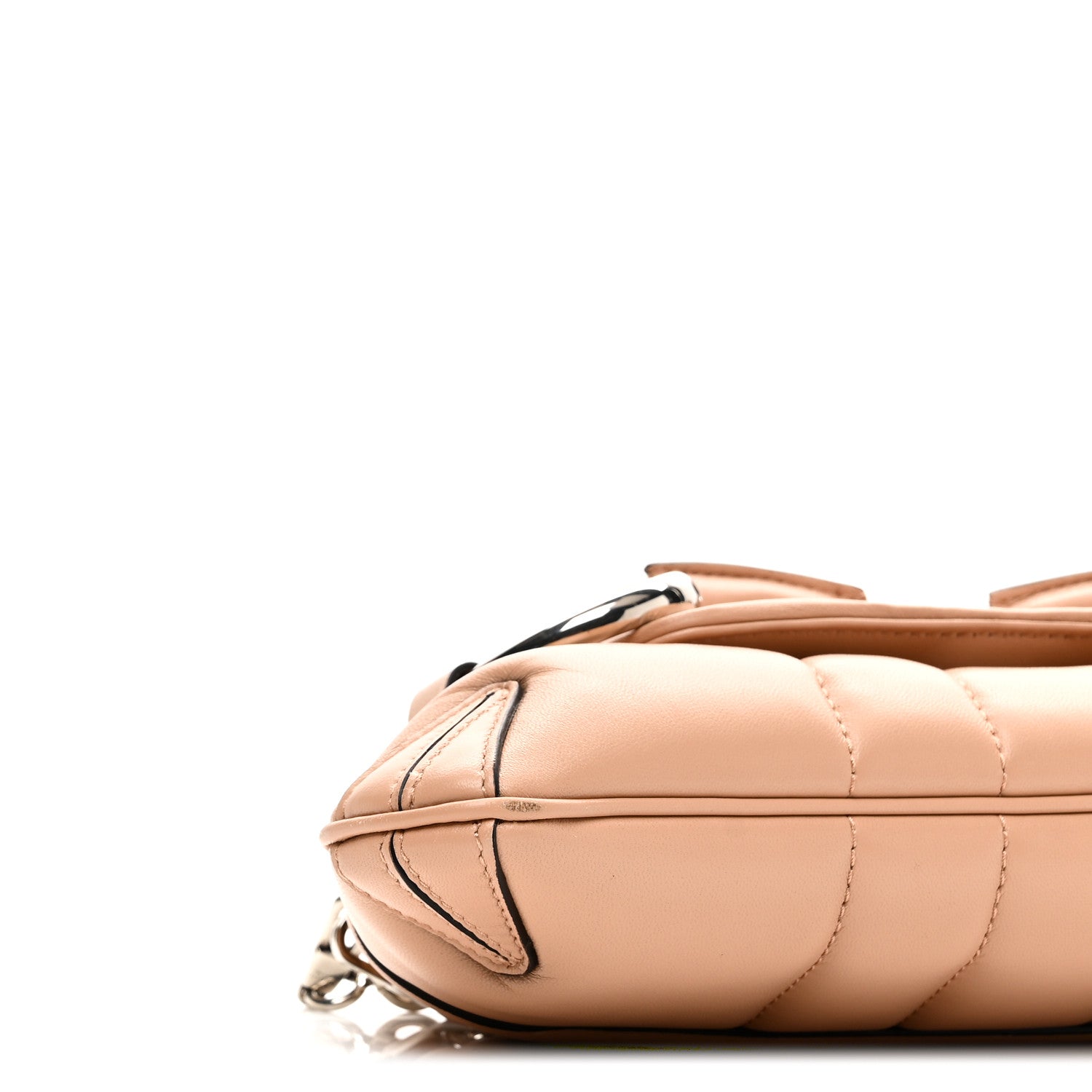 Gucci Nappa Vertical Matelasse Small Maxi Horsebit Chain Shoulder Bag Beige 9 of 10