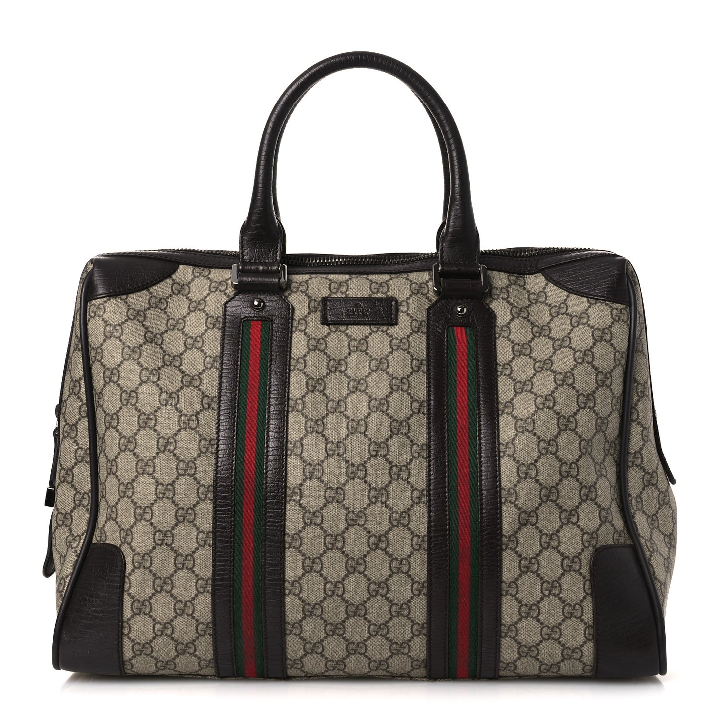 GG Plus Monogram Web Briefcase Dark Brown