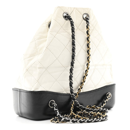 Chanel Aged Calfskin Quilted Small Gabrielle Backpack Black White 3 of 11