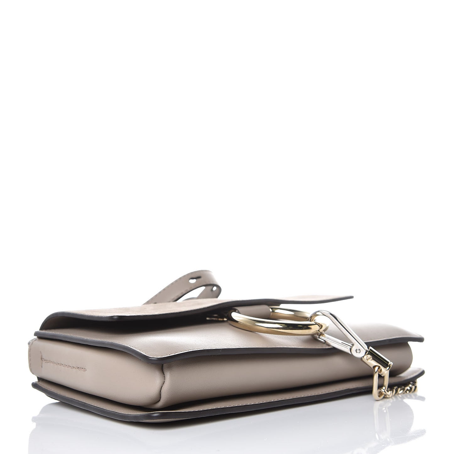 Suede Calfskin Small Faye Shoulder Bag Motty Grey