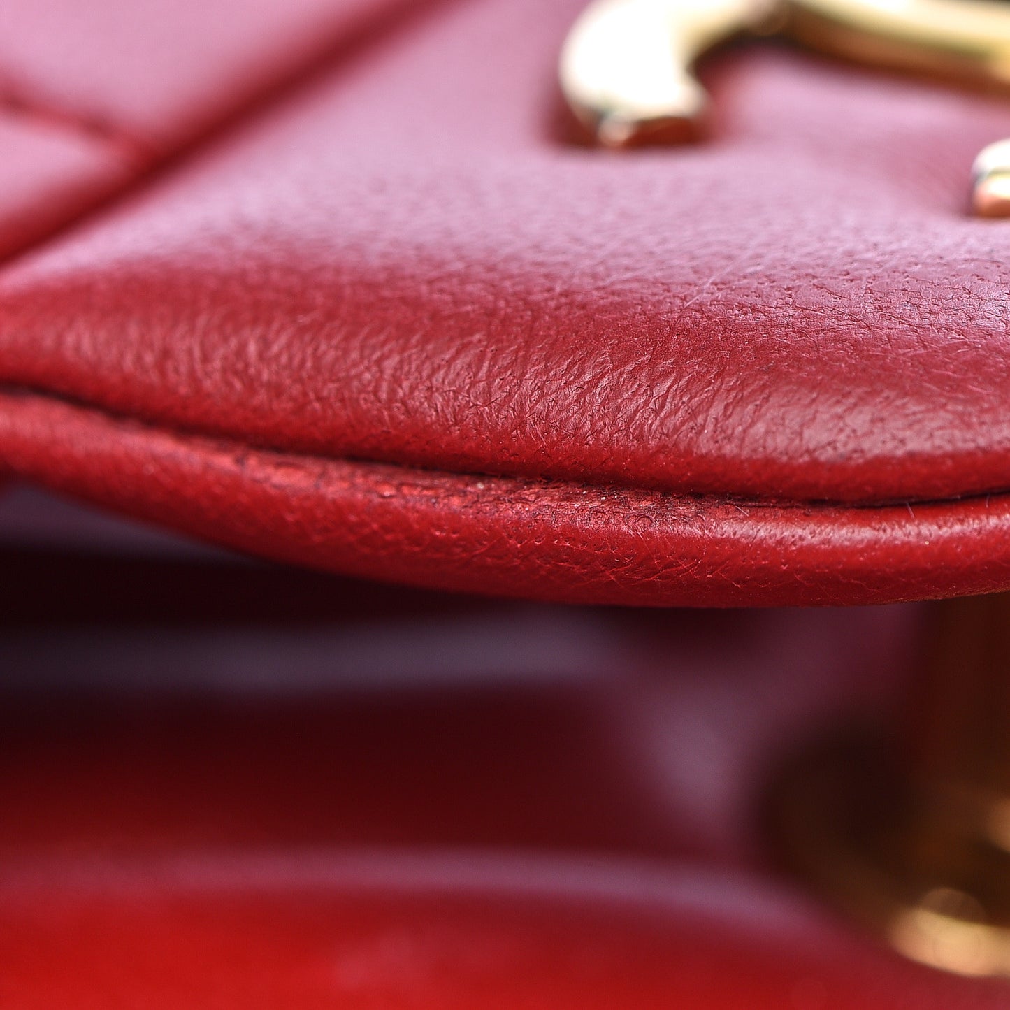 Lambskin Chevron Quilted Jumbo Double Flap Dark Red