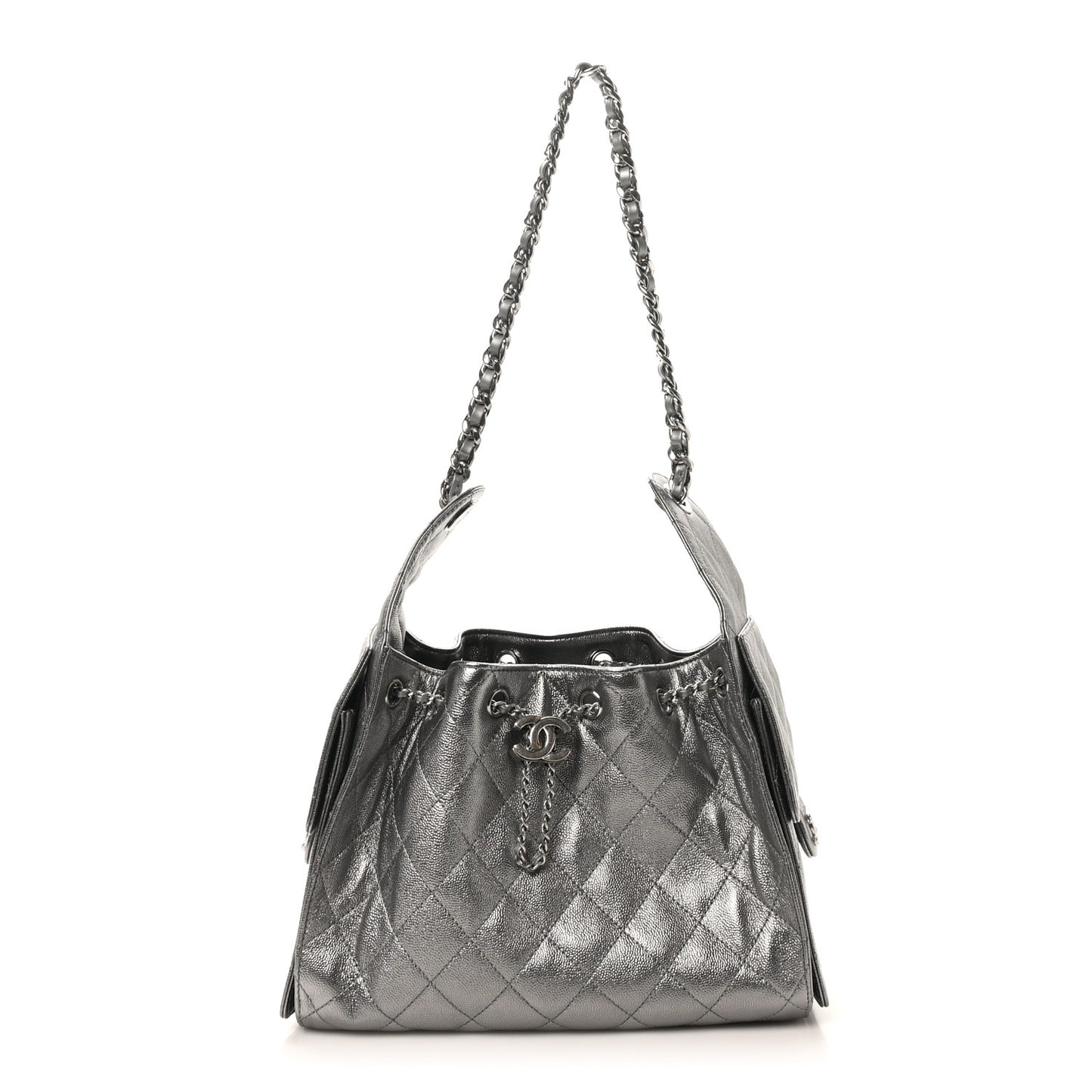 Metallic Caviar Quilted Small Chanel 25 Handbag Anthracite