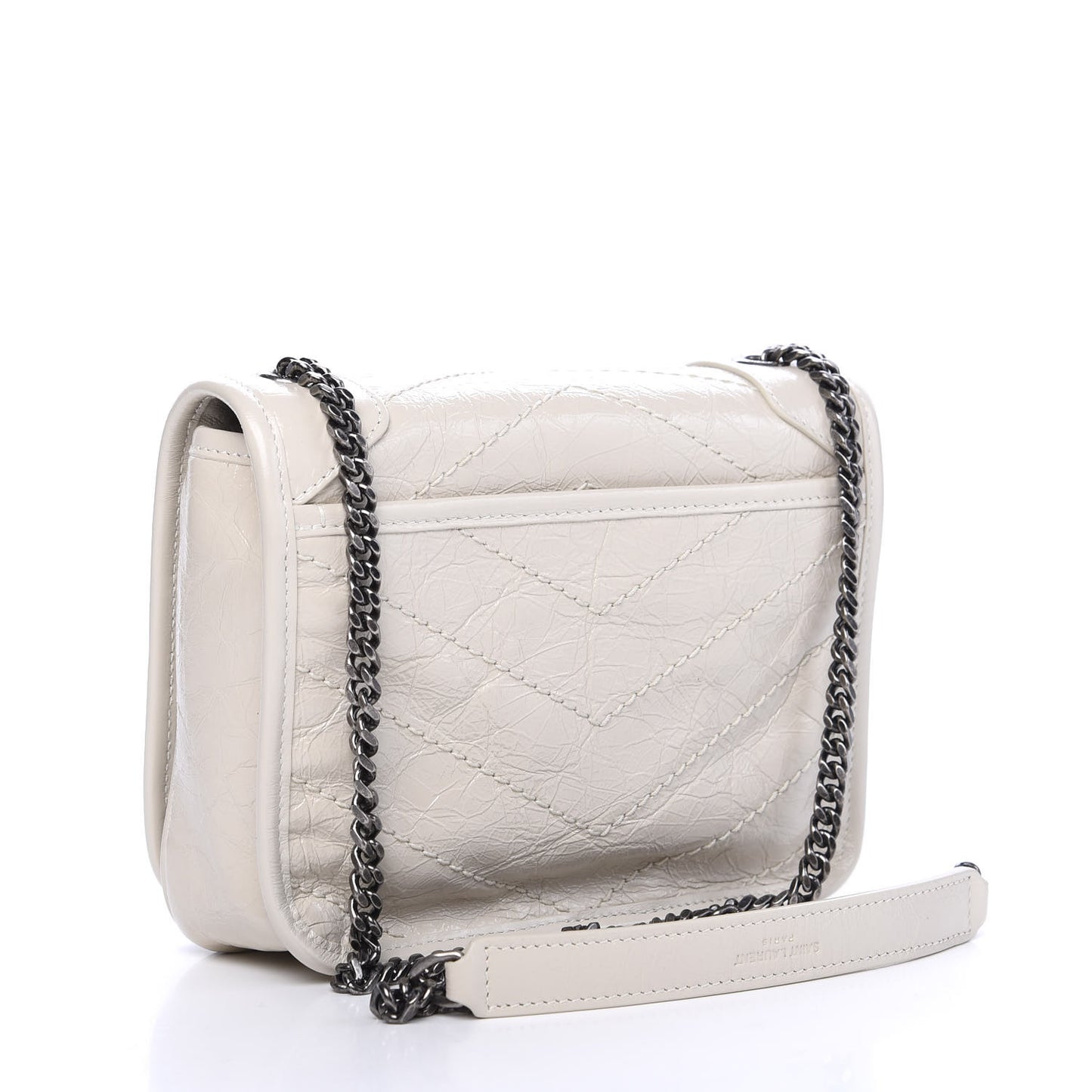 Crinkled Calfskin Matelasse Monogram Niki Chain Wallet Crema Soft