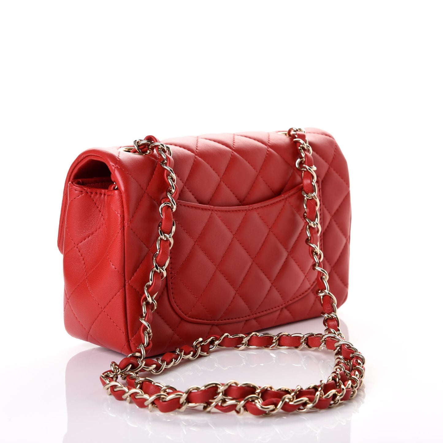 Lambskin Quilted Mini Rectangular Flap Red