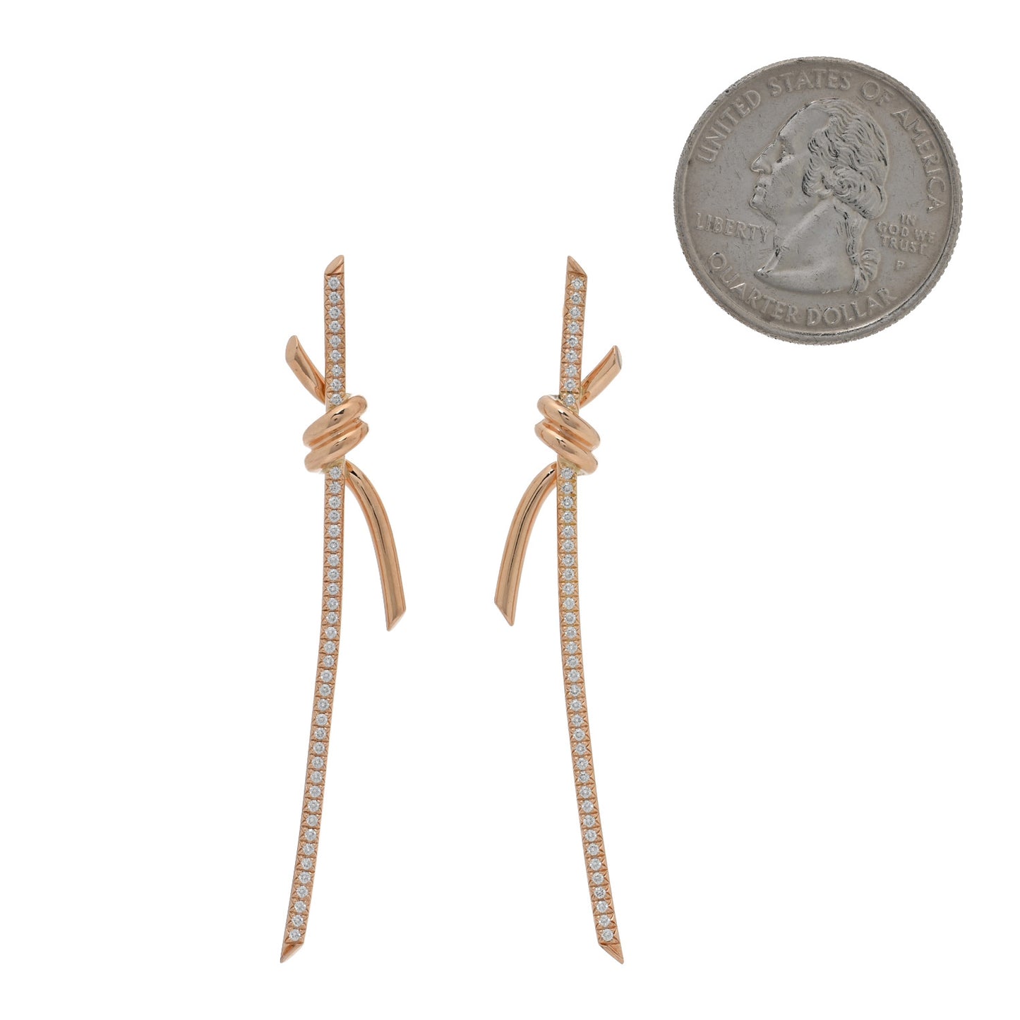 18K Rose Gold Diamond Tiffany Knot Drop Earrings