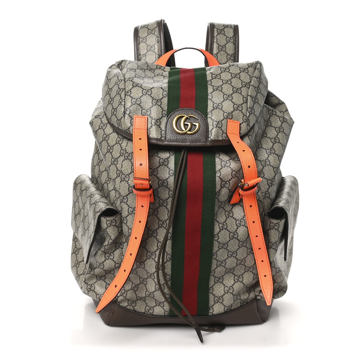 Gucci GG Supreme Monogram Medium Ophidia Double Buckle Backpack