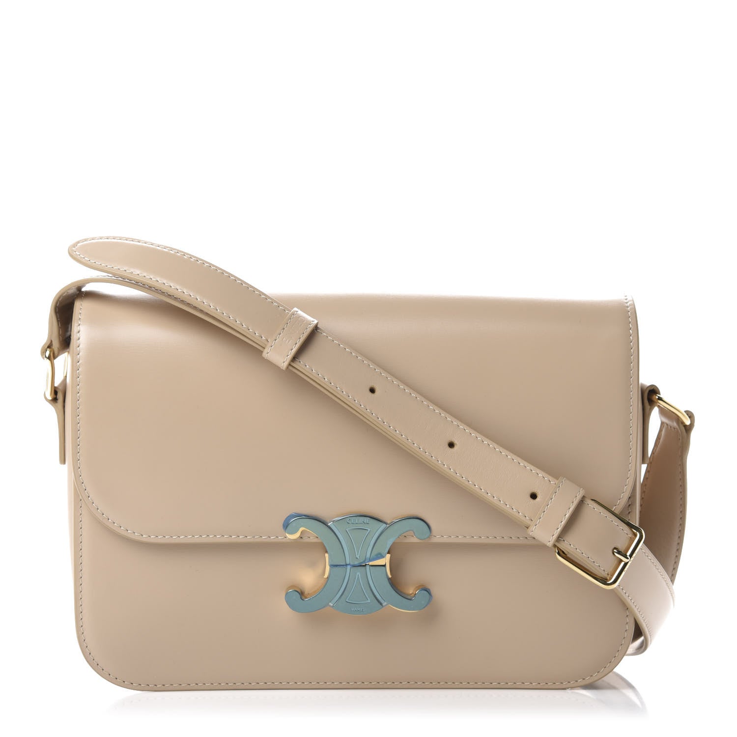Celine Shiny Calfskin Medium Triomphe Nude 1 of 11