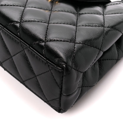 Chanel Shiny Aged Calfskin Quilted Nano Kelly Shopper Black 10 of 11