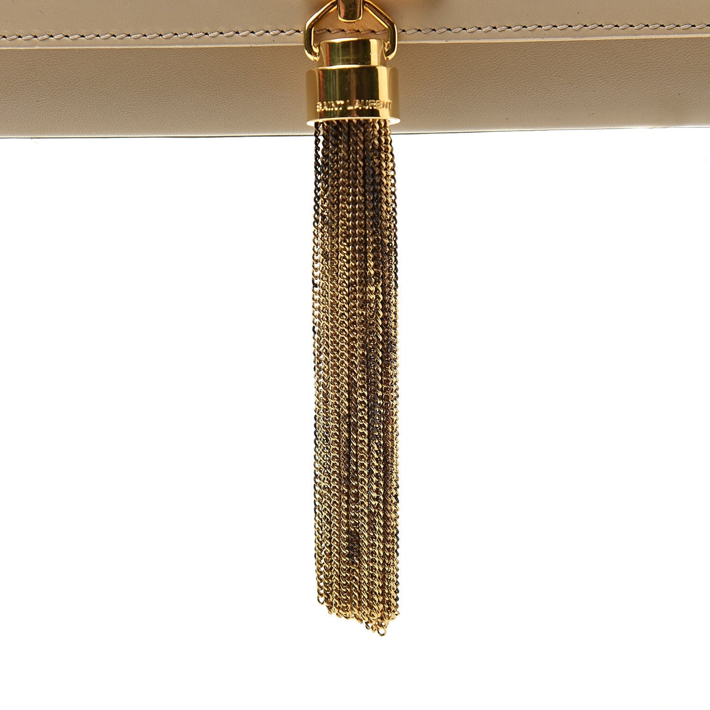 Calfskin Classic Monogram Tassel Clutch Nude Powder