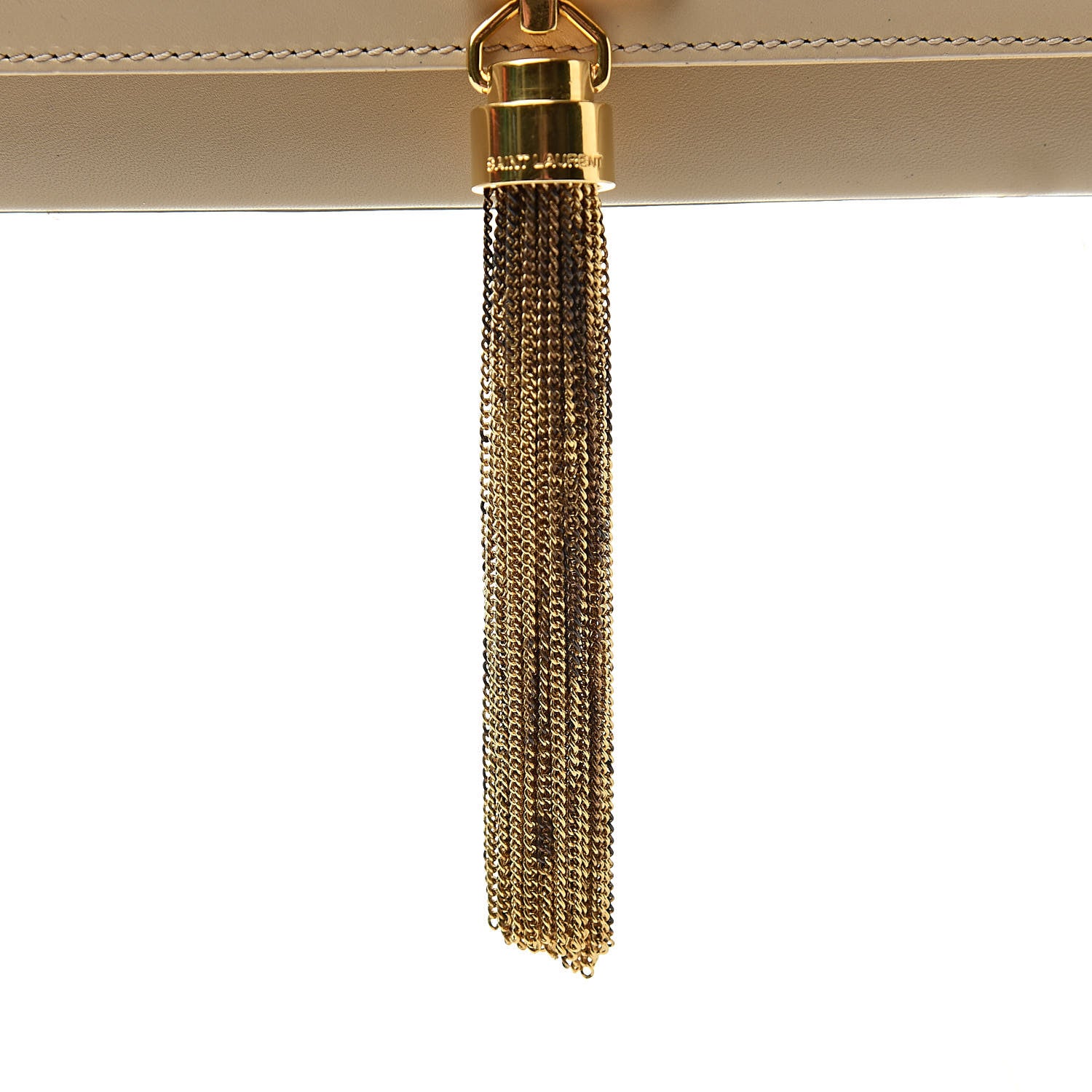 Saint Laurent Calfskin Classic Monogram Tassel Clutch Nude Powder 9 of 9