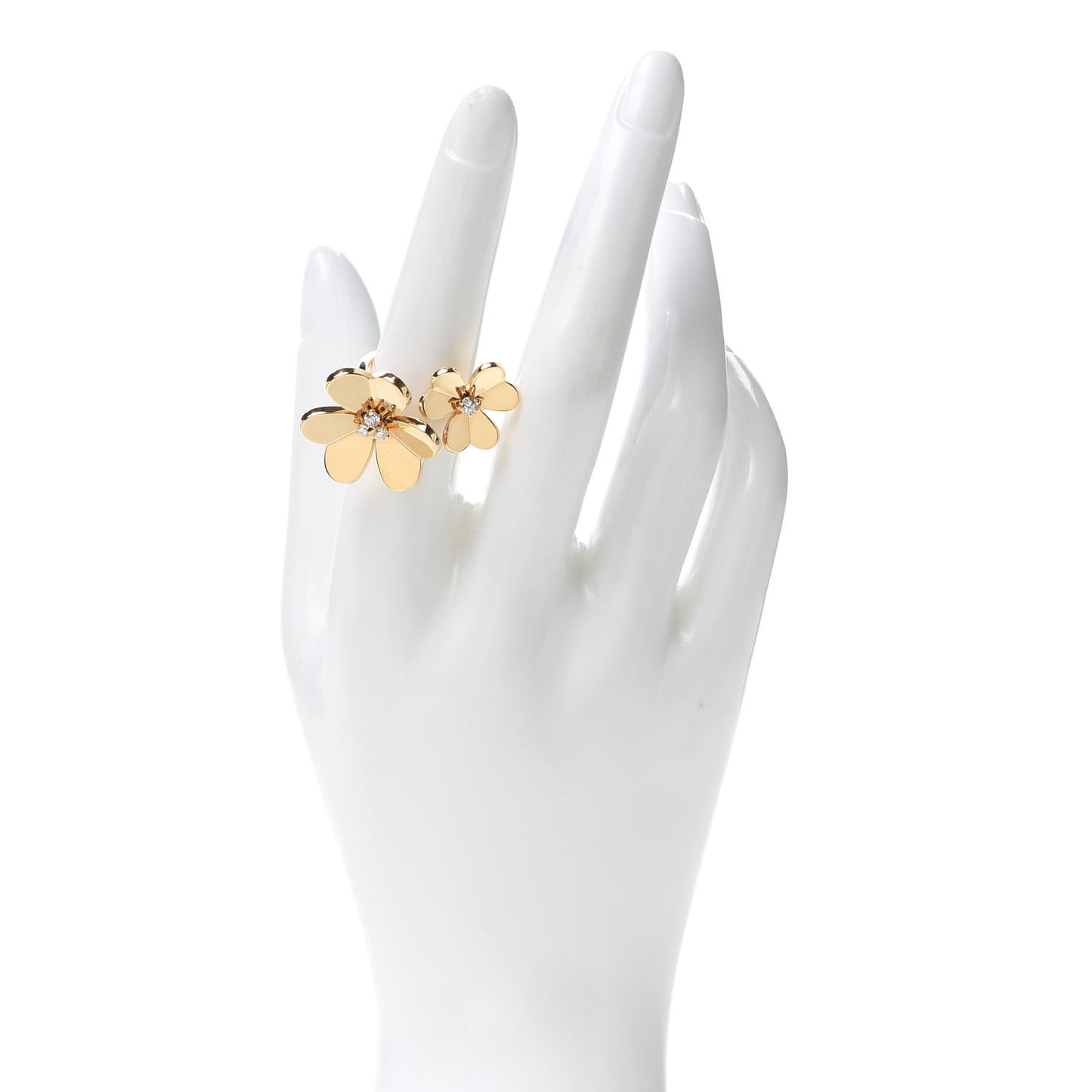 18K Yellow Gold Diamond Frivole Between The Finger Ring 54 6.75