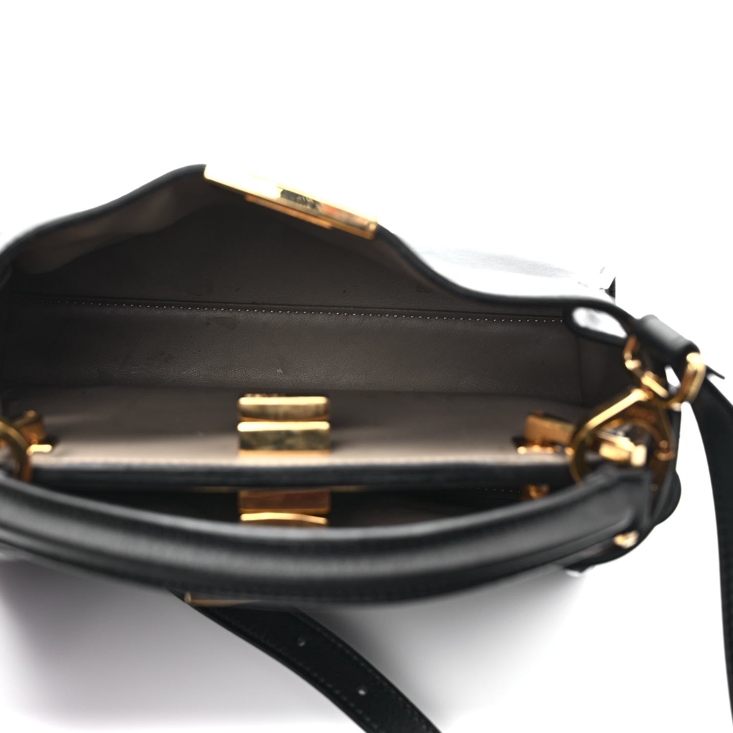 Fendi Vitello Tahiti Burro Medium Peekaboo Iconic Essentially Satchel Black Corda 5 of 9