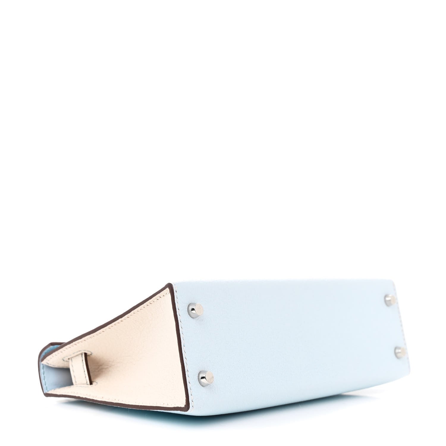 Hermes Chevre Mysore Horseshoe Mini Kelly Sellier 20 Bleu Brume Nata 4 of 13