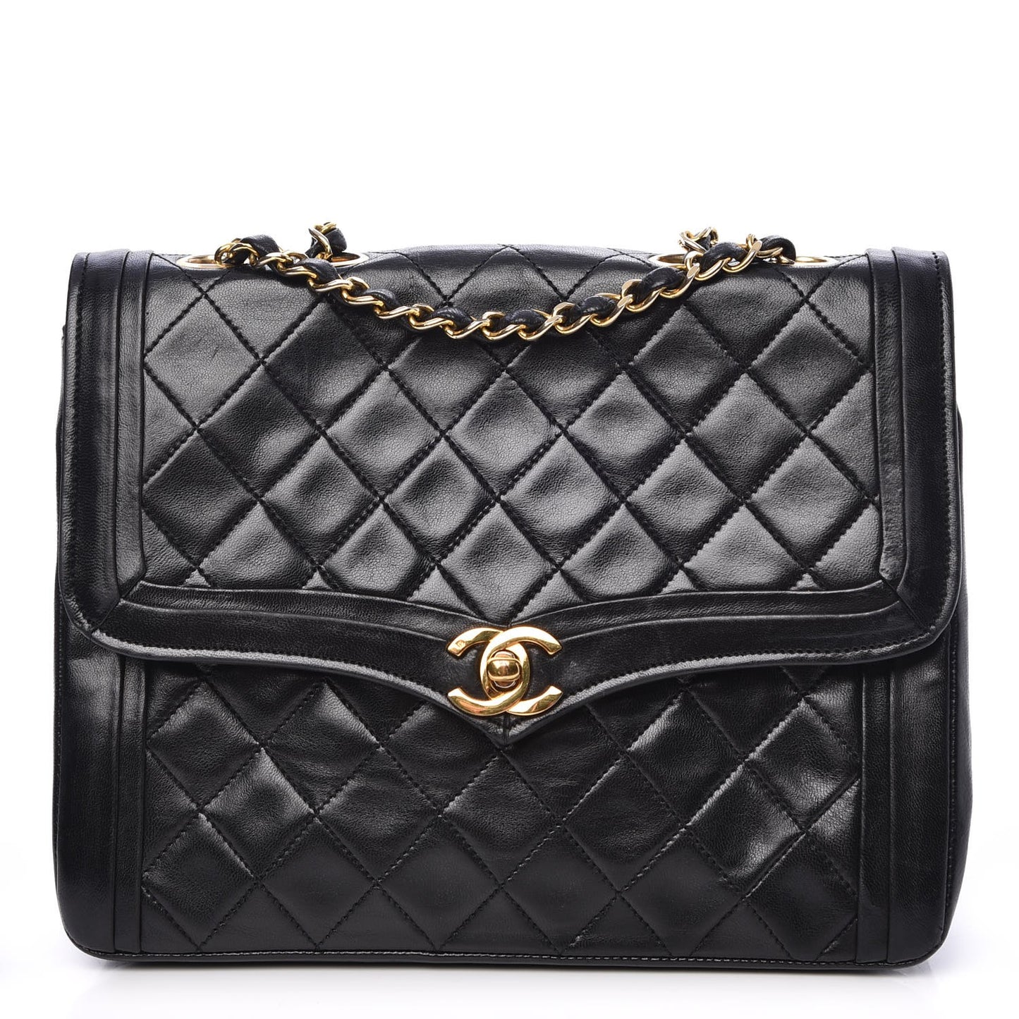 Lambskin Quilted Small Single Flap Black