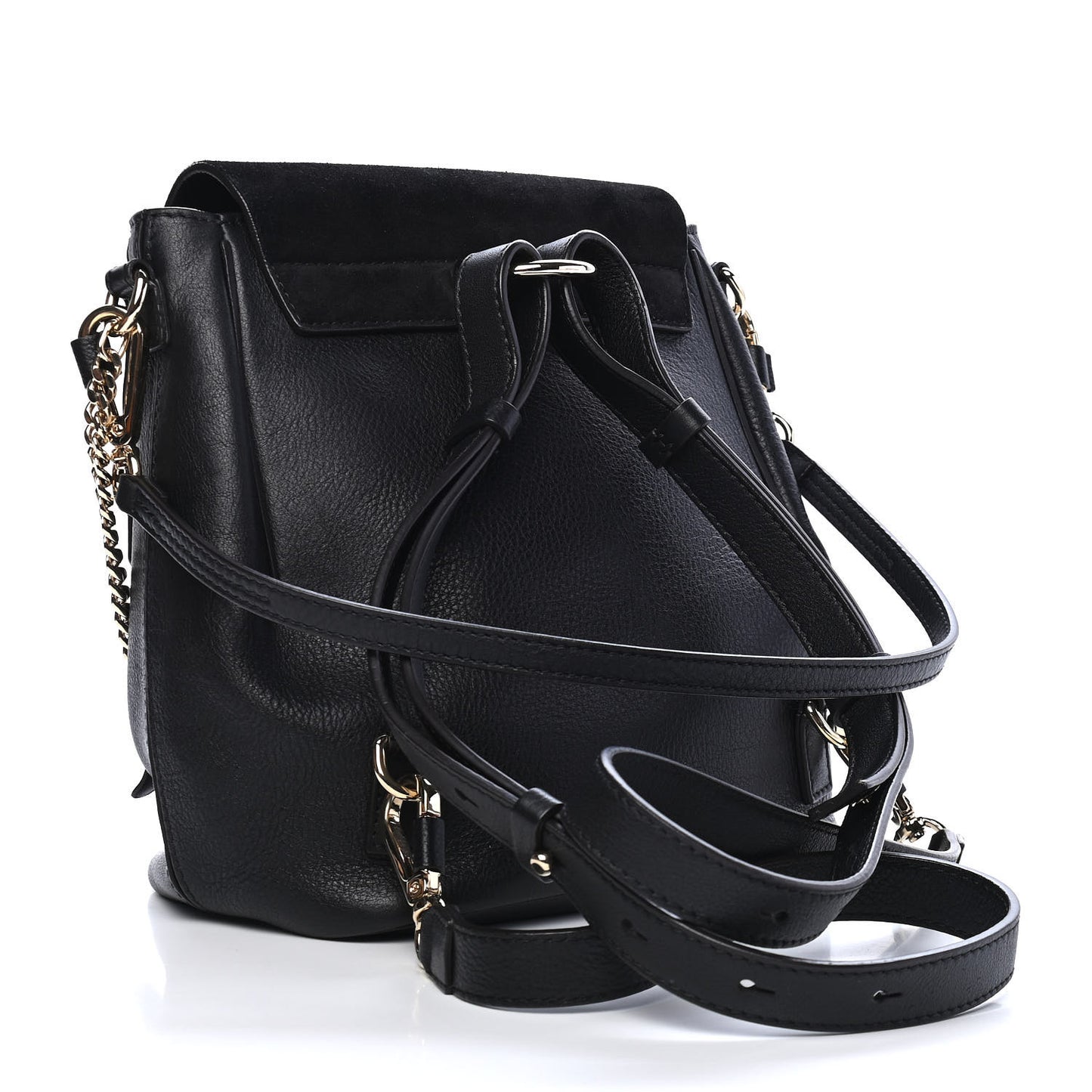 Suede Calfskin Small Faye Backpack Black