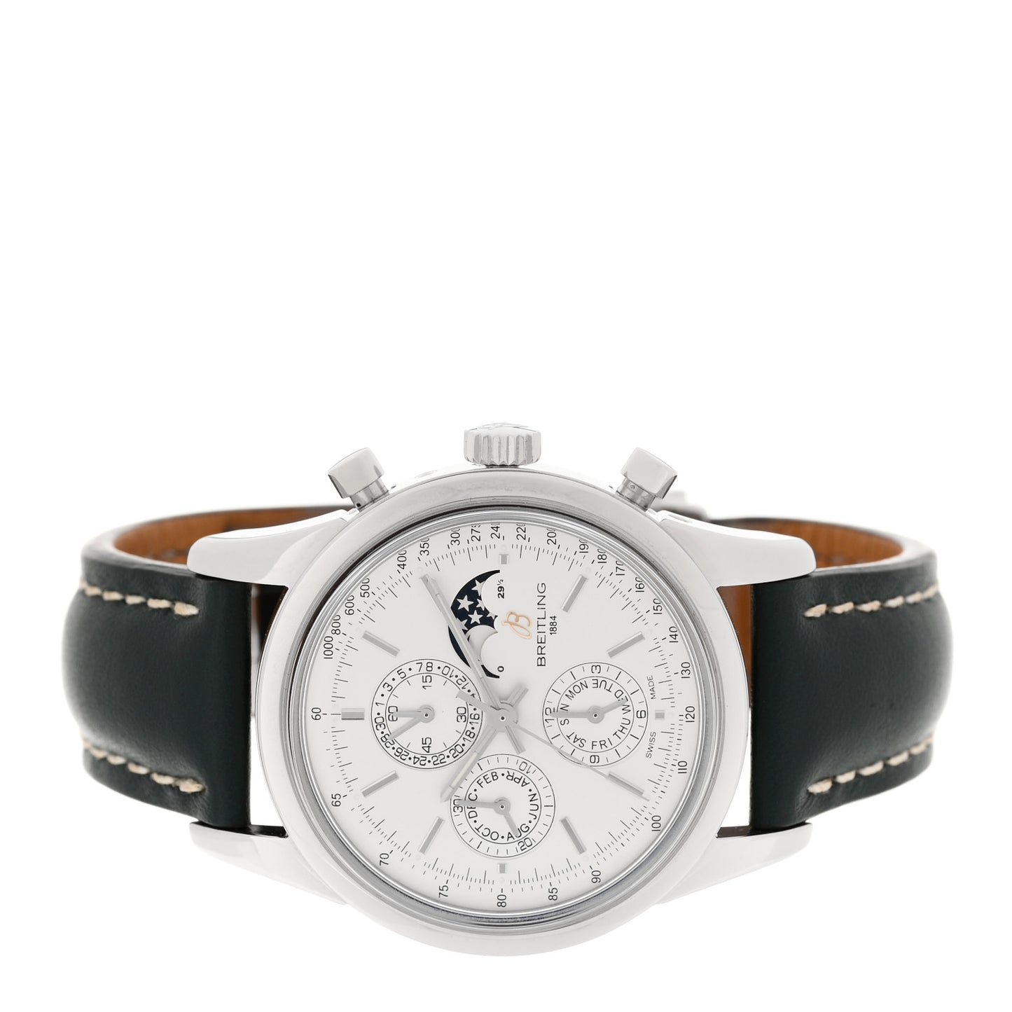 Stainless Steel Calfskin 43mm Transocean Chronograph 1461 Annual Calendar Automatic Watch Silver A19310