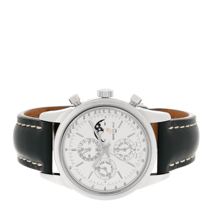 Breitling Stainless Steel Calfskin 43mm Transocean Chronograph 1461 Annual Calendar Automatic Watch Silver A19310 2 of 4