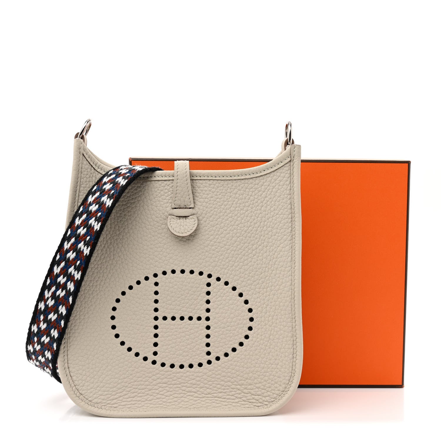 Hermes Taurillon Clemence Zigzag Evelyne TPM Beton Black White Deep Bleu 11 of 11