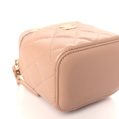Chanel Lambskin Quilted Top Handle Mini Vanity Case With Chain Beige 7 of 9