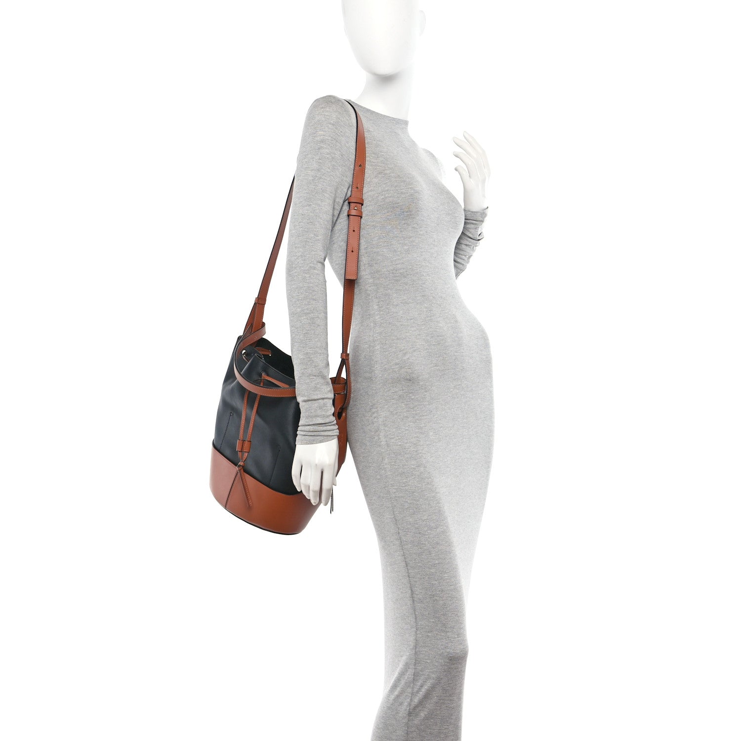 Loewe Calfskin Balloon Bucket Bag Black Tan 2 of 13