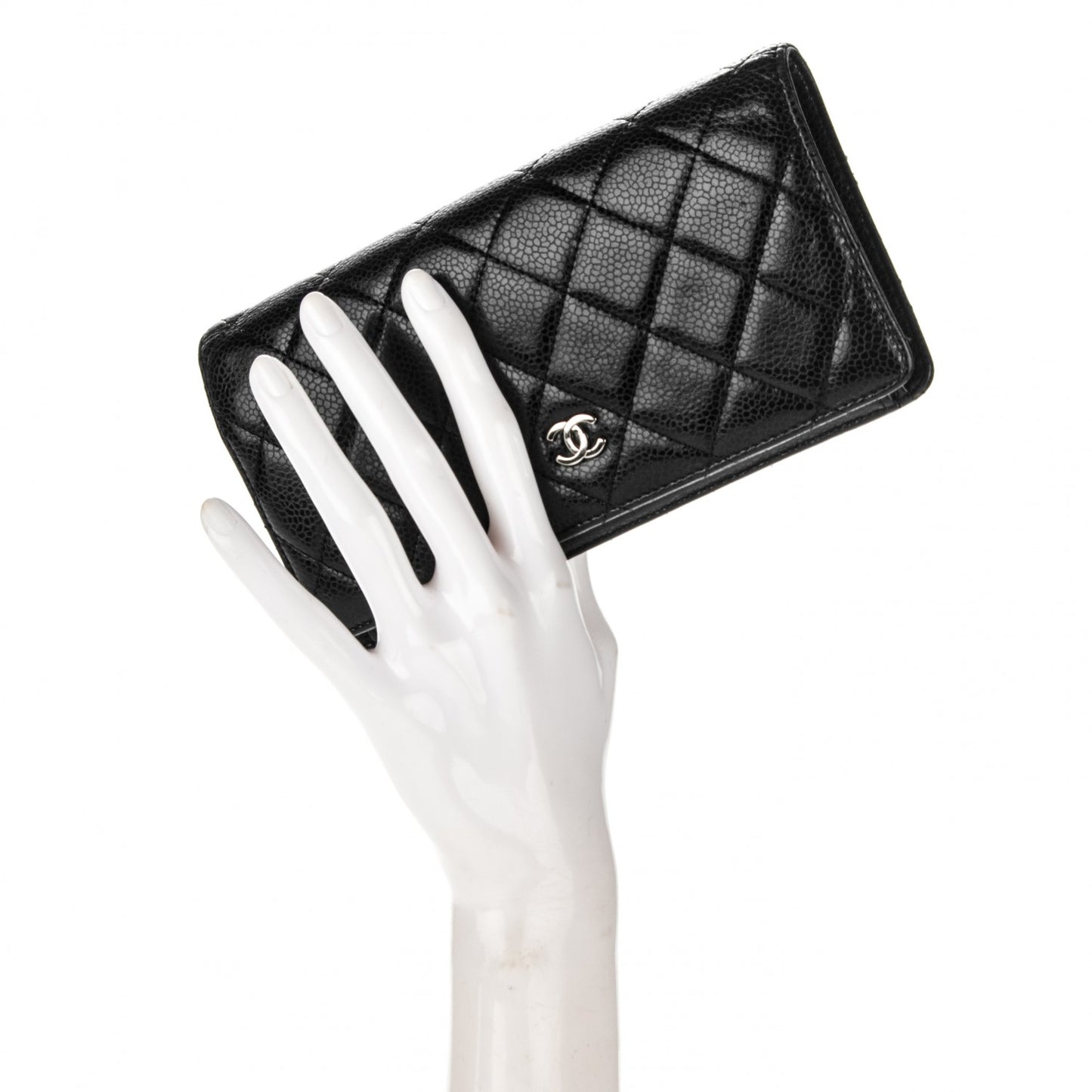 Caviar Quilted Yen Wallet Black