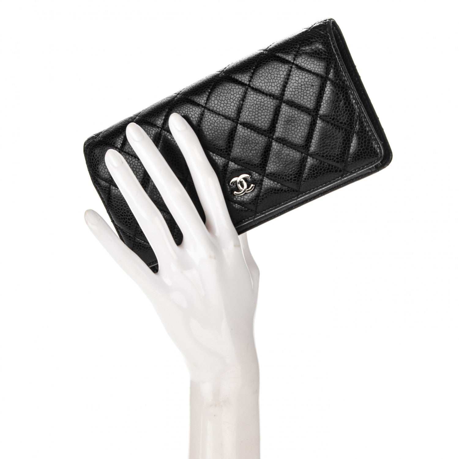 Chanel Caviar Quilted Yen Wallet Black 2 of 8