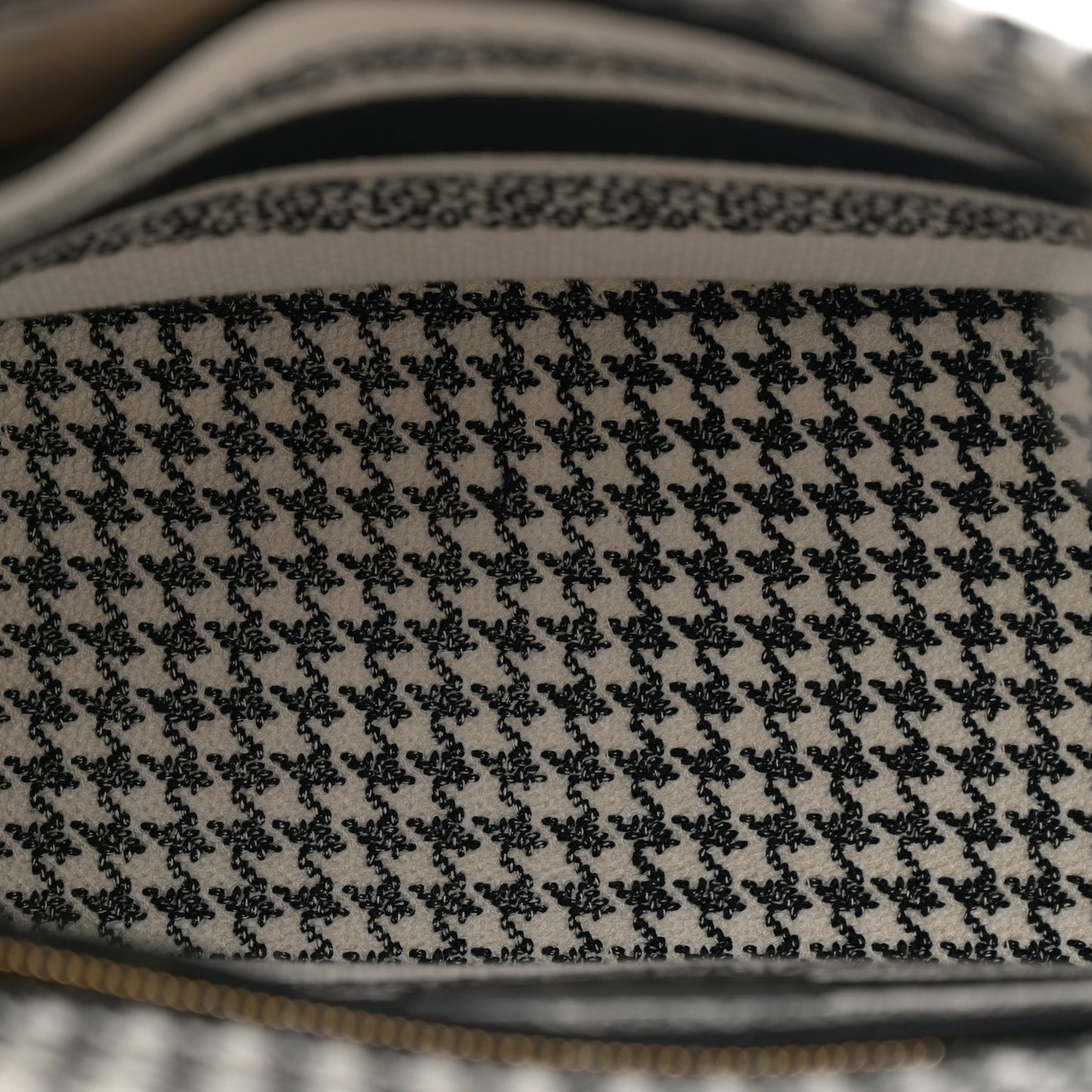 Canvas Houndstooth Embroidered Medium Lady D-Lite Black White
