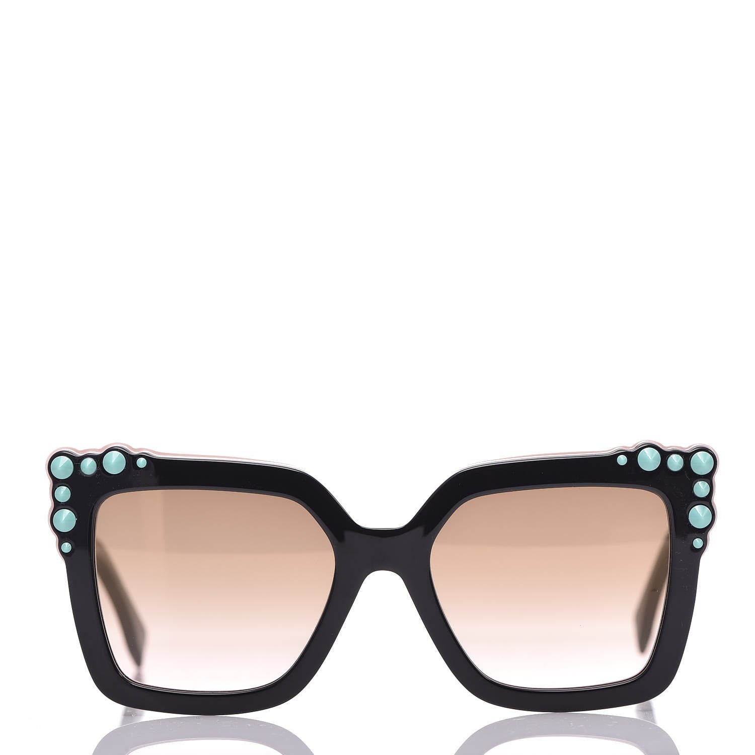 Fendi Studded Square Cat Eye Sunglasses FF 0260/S Black Pink 2 of 10