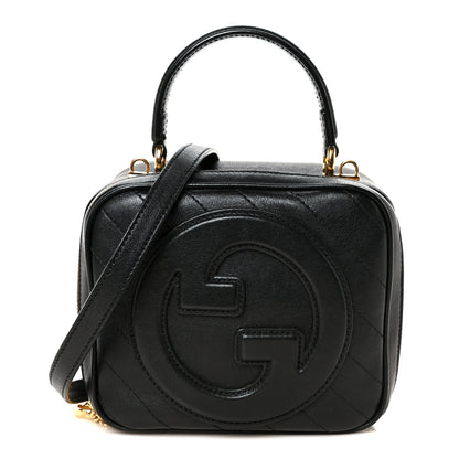 Gucci Sakai Be Green Calfskin Diagonal Stitched Blondie Top Handle Bag Black 1 of 11