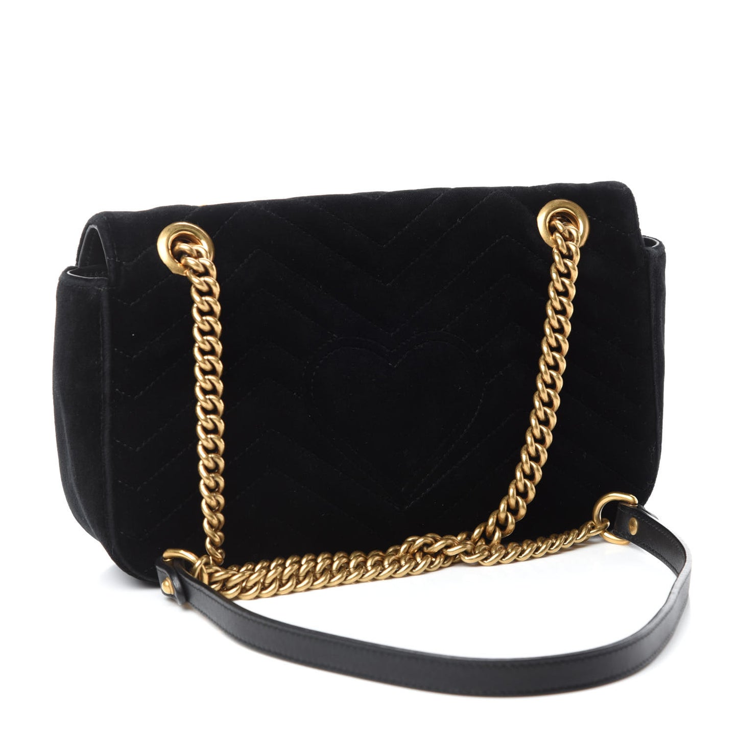 Velvet Matelasse Small GG Marmont Shoulder Bag Black