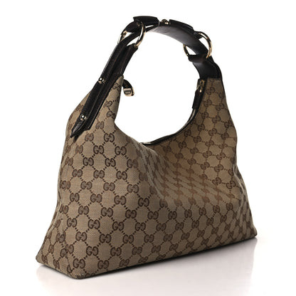 Gucci Monogram Medium Horsebit Chain Hobo Dark Brown 3 of 11