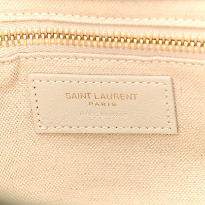 Saint Laurent Linen Calfskin Small Rive Gauche Tote Military Green Blanc Vintage 6 of 10