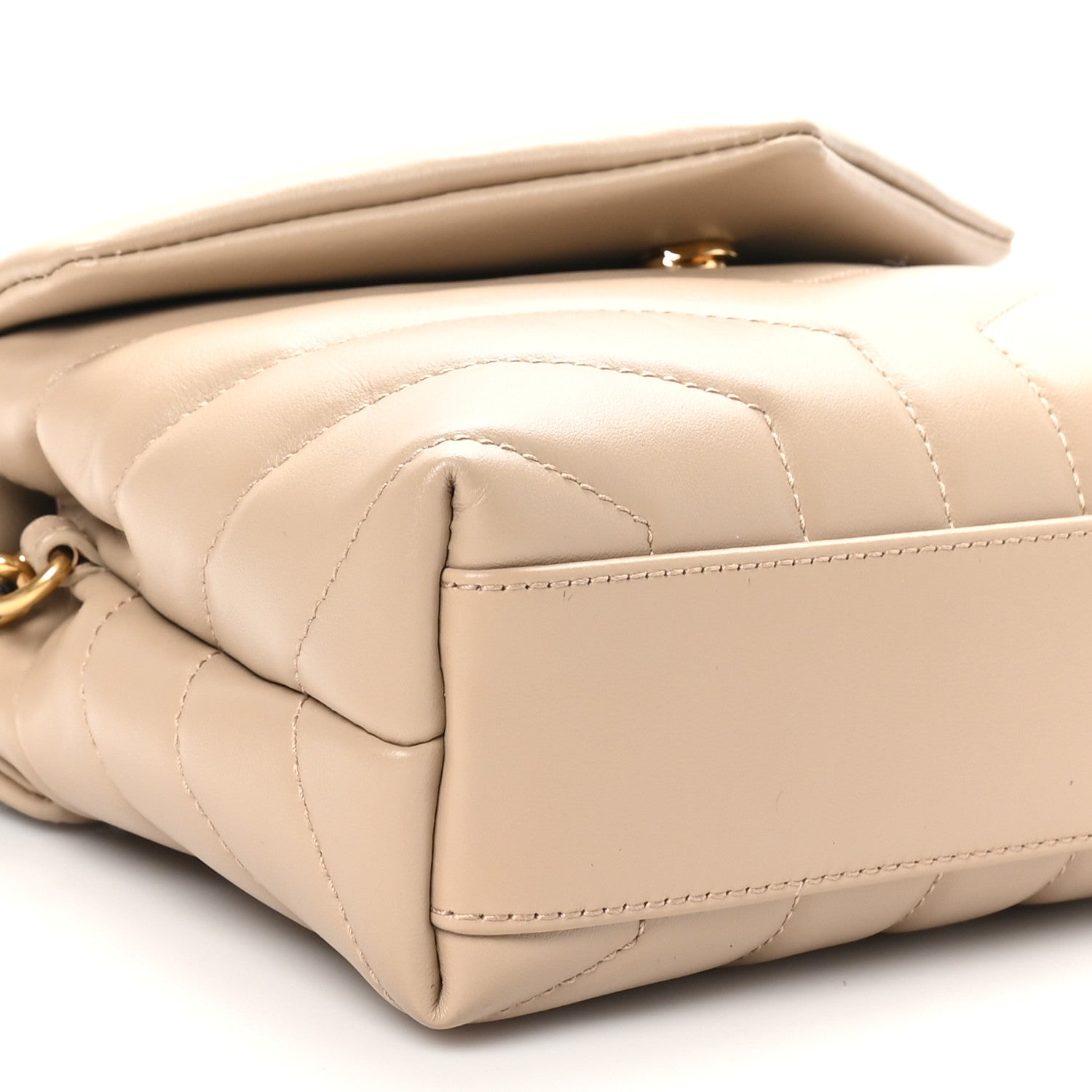 Saint Laurent Calfskin Y Quilted Monogram Toy Loulou Crossbody Bag Dark Beige 9 of 10