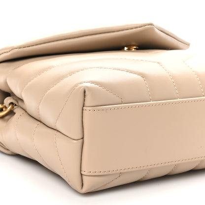 Saint Laurent Calfskin Y Quilted Monogram Toy Loulou Crossbody Bag Dark Beige 9 of 10