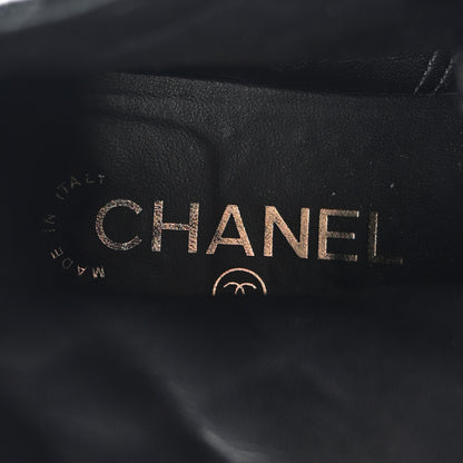 Chanel Shiny Goatskin Calfskin Quilted Lace Up Combat Boots 37 Black 7 of 8