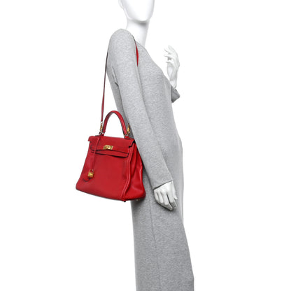 Hermes Taurillon Clemence Kelly Retourne 32 Rouge Casaque 2 of 10