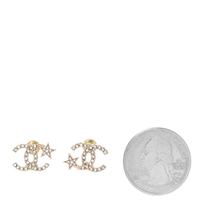 Chanel Crystal CC Starfall Earrings Gold 2 of 5