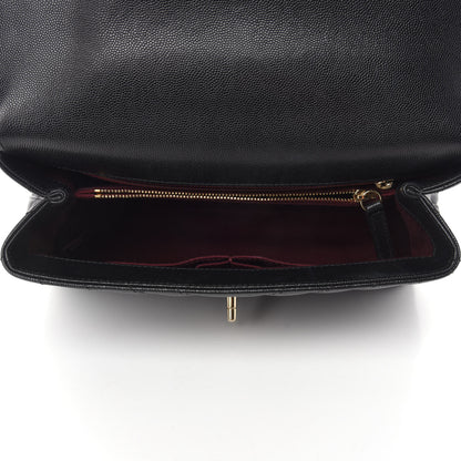 Chanel Caviar Chevron Quilted Small Coco Handle Flap Black 5 of 11