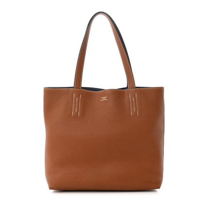 Hermes Taurillon Clemence Double Sens 28 Reversible Tote Gold Bleu Encre 1 of 15