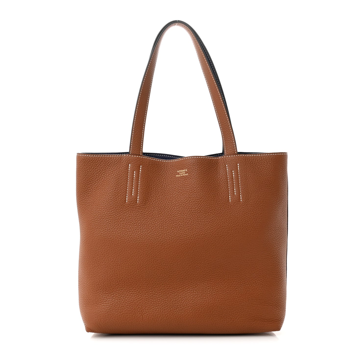Taurillon Clemence Double Sens 28 Reversible Tote Gold Bleu Encre