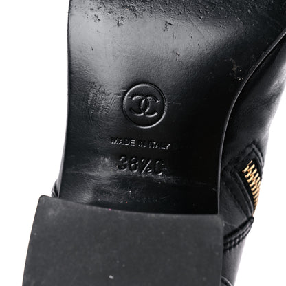 Chanel Calfskin Patent Cap Toe Boots 38.5 Black 13 of 14