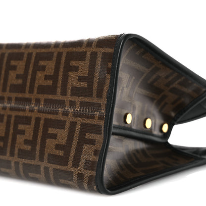Fendi Glazed Fabric Vitello Century FF 1974 Stamp Patch Mini Peekaboo Defender Cover Mogano Panna Black 8 of 8