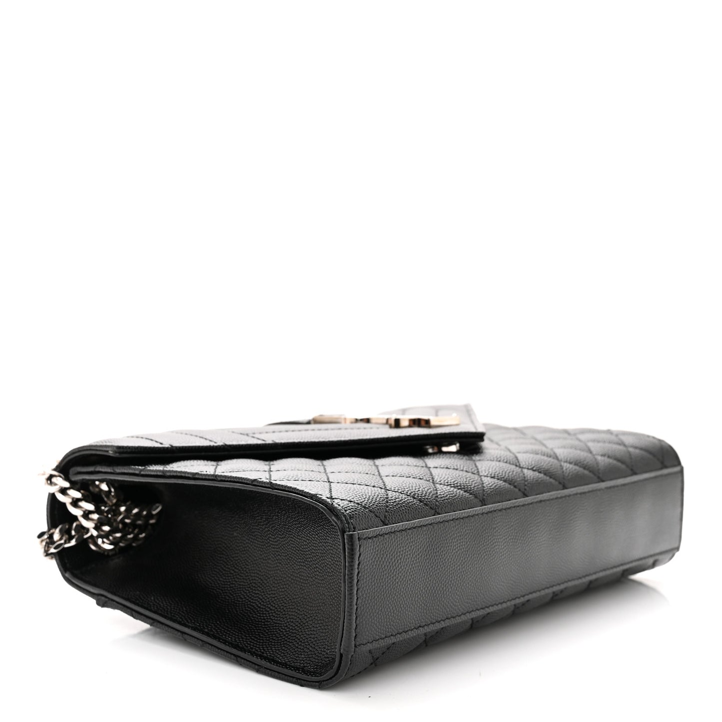 Grain De Poudre Textured Mixed Matelasse Triquilt Medium Monogram Satchel Black