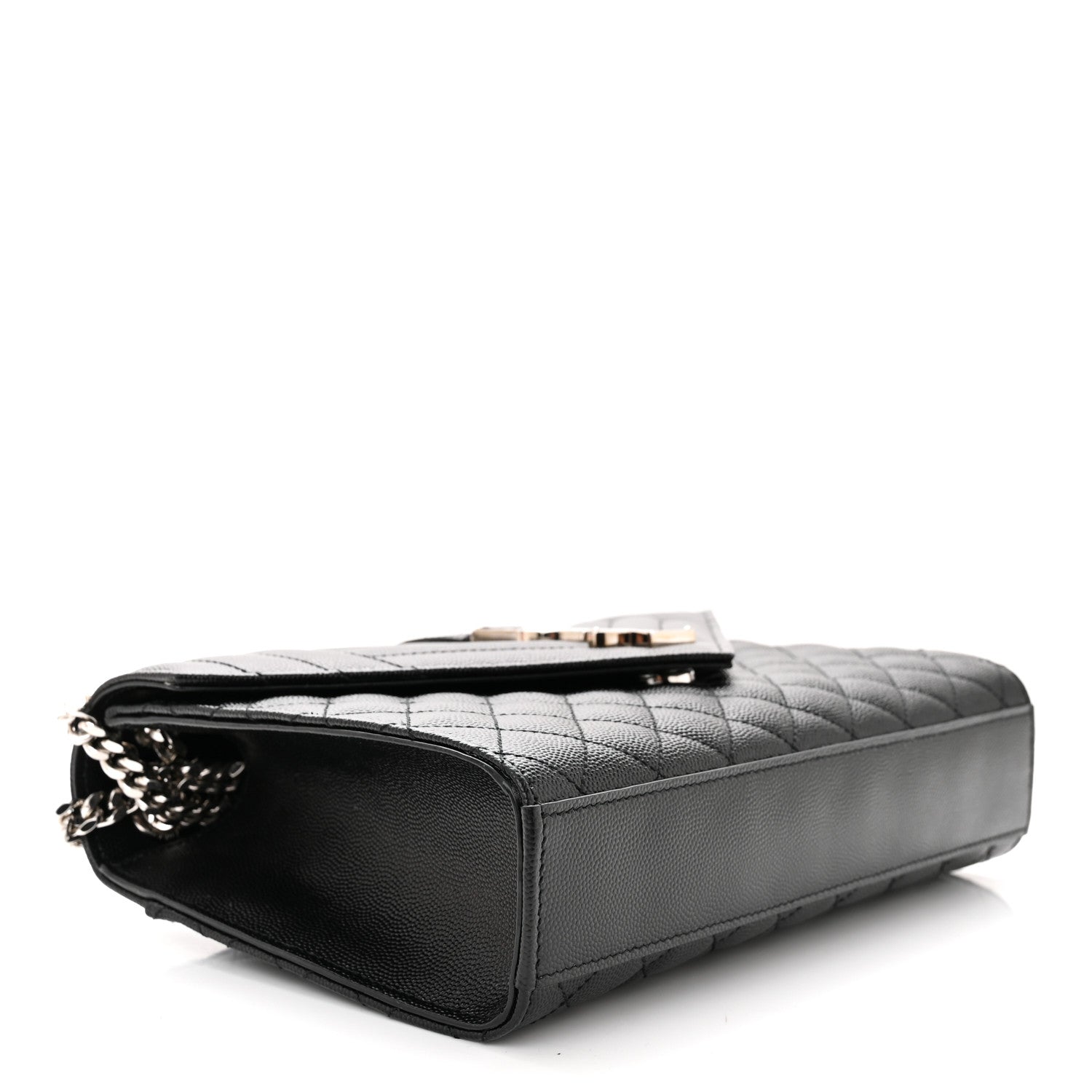 Saint Laurent Grain De Poudre Textured Mixed Matelasse Triquilt Medium Monogram Satchel Black 4 of 10