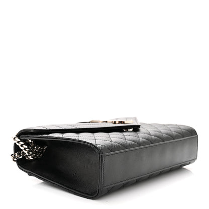 Saint Laurent Grain De Poudre Textured Mixed Matelasse Triquilt Medium Monogram Satchel Black 4 of 10