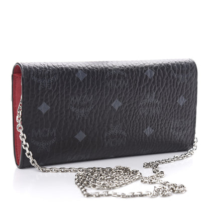 MCM Visetos Large Patricia Wallet On Chain Black Red 3 of 11