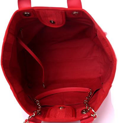 Chanel Mixed Fibers Striped Medium Deauville Tote Red 4 of 8