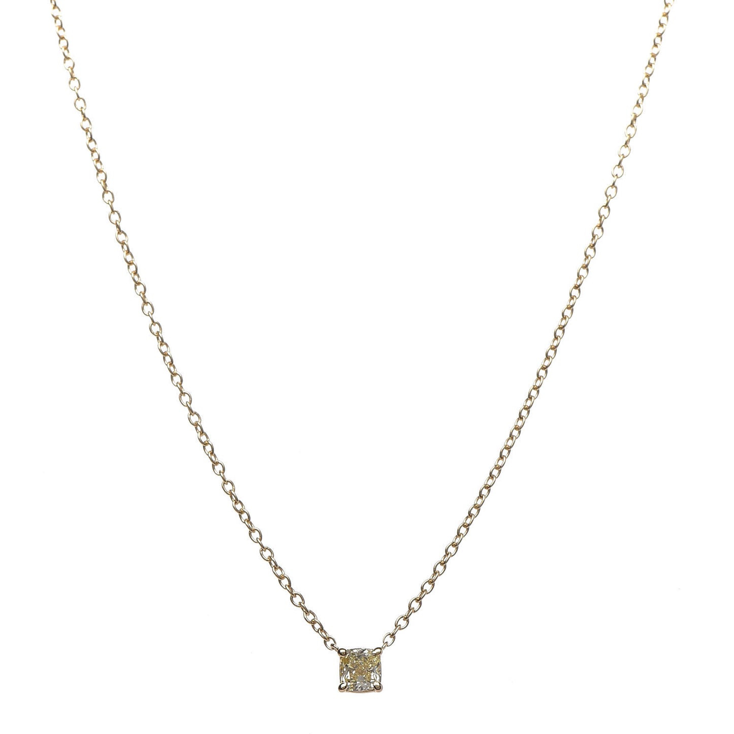 18K Yellow Gold Yellow Diamond .18ct Solitaire Pendant Necklace